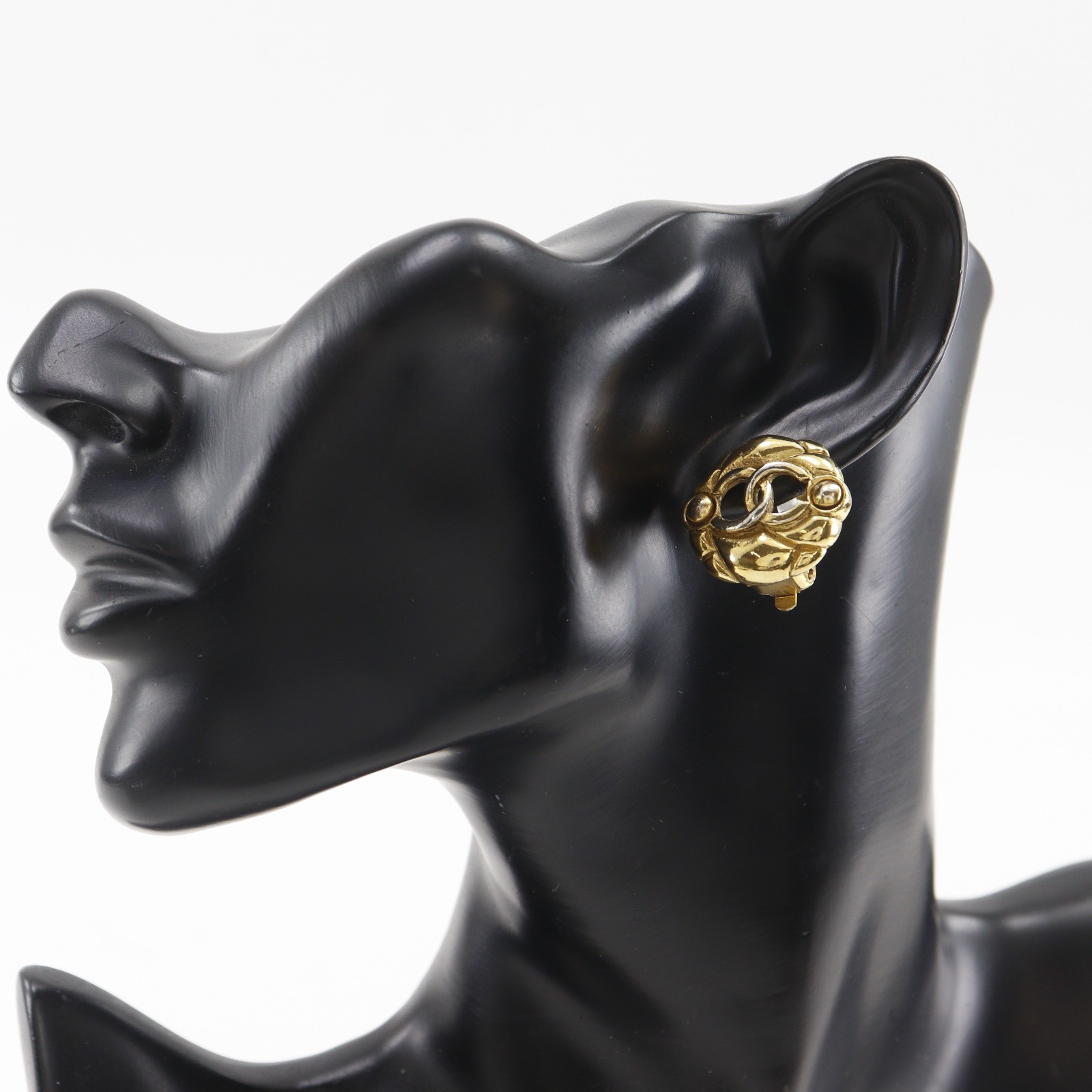 CHANEL COCO Mark Earring vintage Plated Gold 15.7g Women