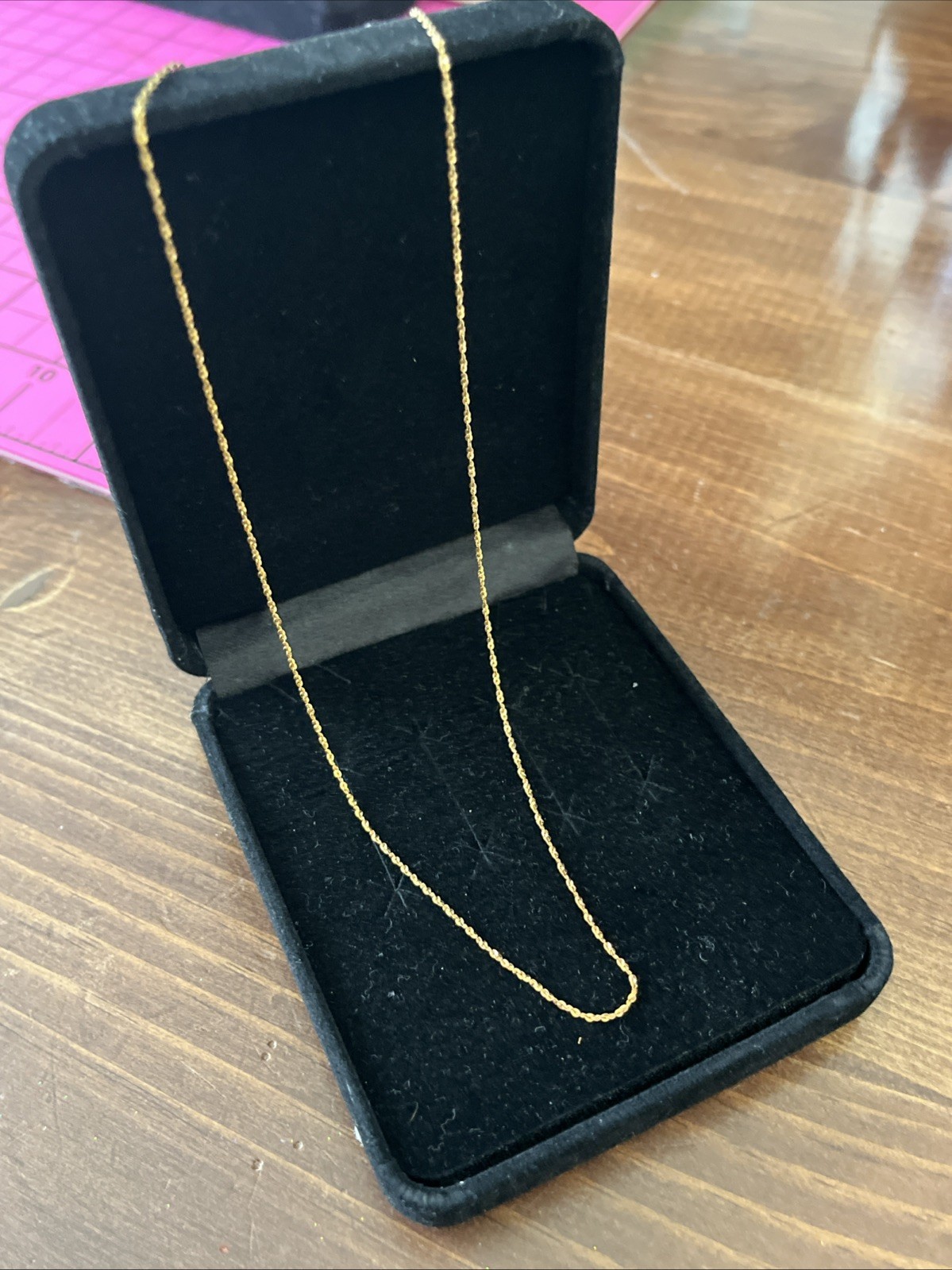14k Gold 18 Inch Necklace Spring Ring Clasp 1.29 Grams With Box