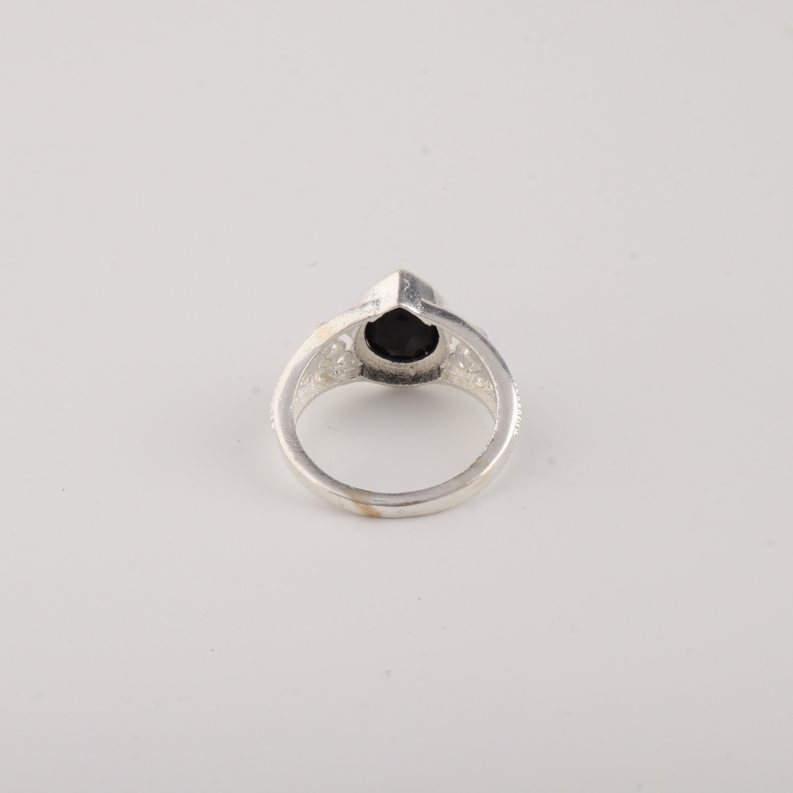 Black Onyx Gemstone 925 Sterling Silver Statement Jewelry Zircon Ring For Woman