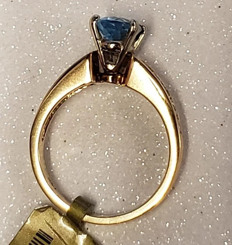 2Ct Oval Cut Simulated Aquamarine Women Engagement Ring 14K Yellow Gold Plated