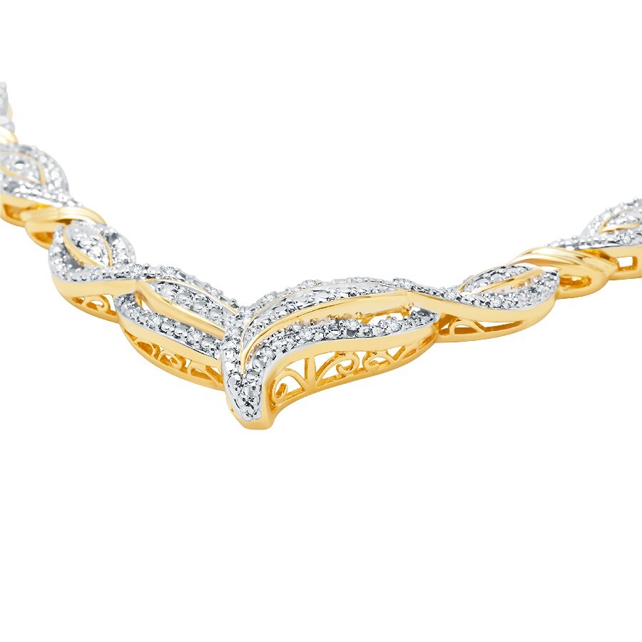 1/4 Cttw Gold Plated Two Tone Round Diamond Beautiful Necklace for Women