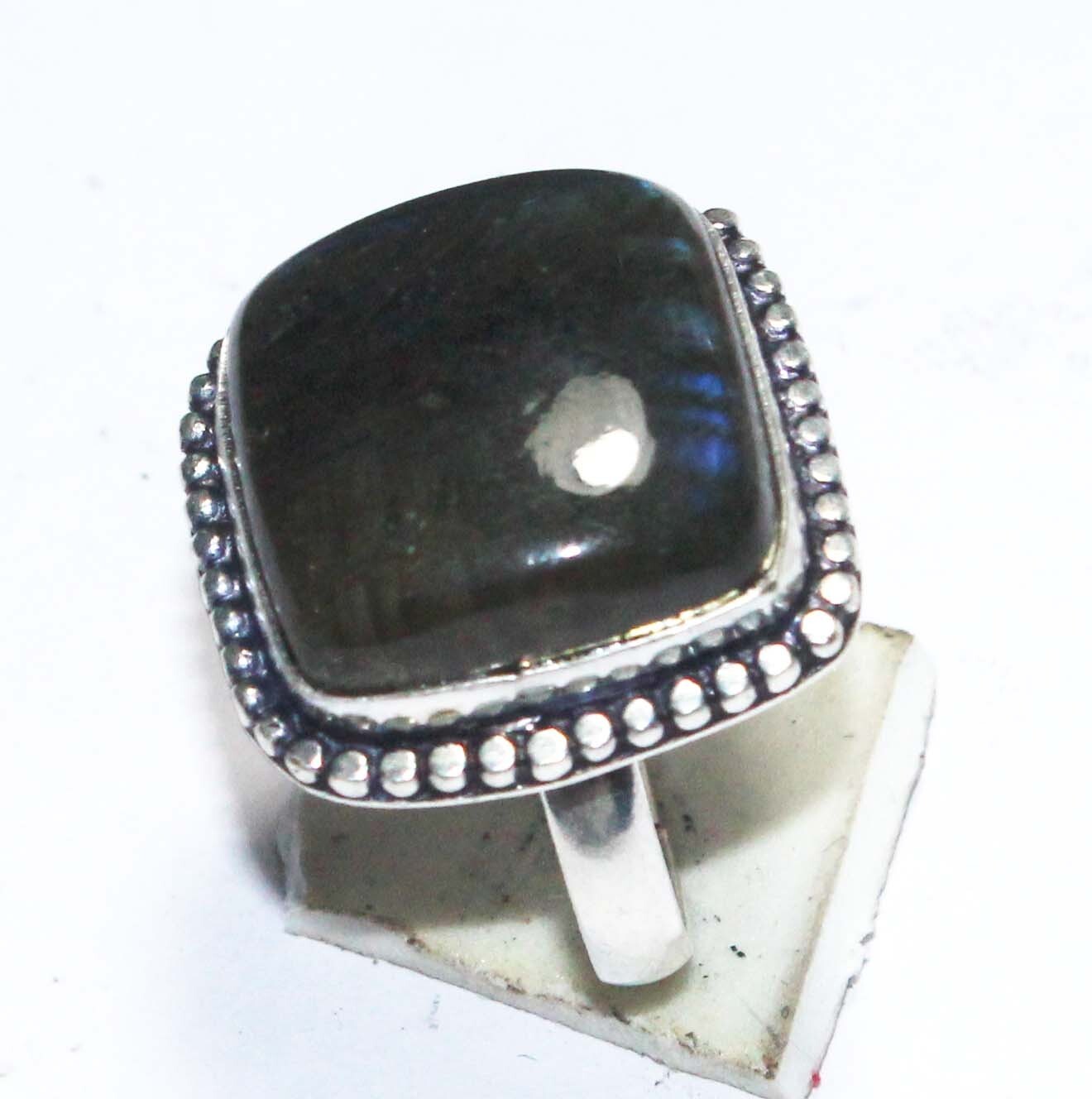 Labradorite Square Shape Gemstone Handmade Ring Jewelry Free Size