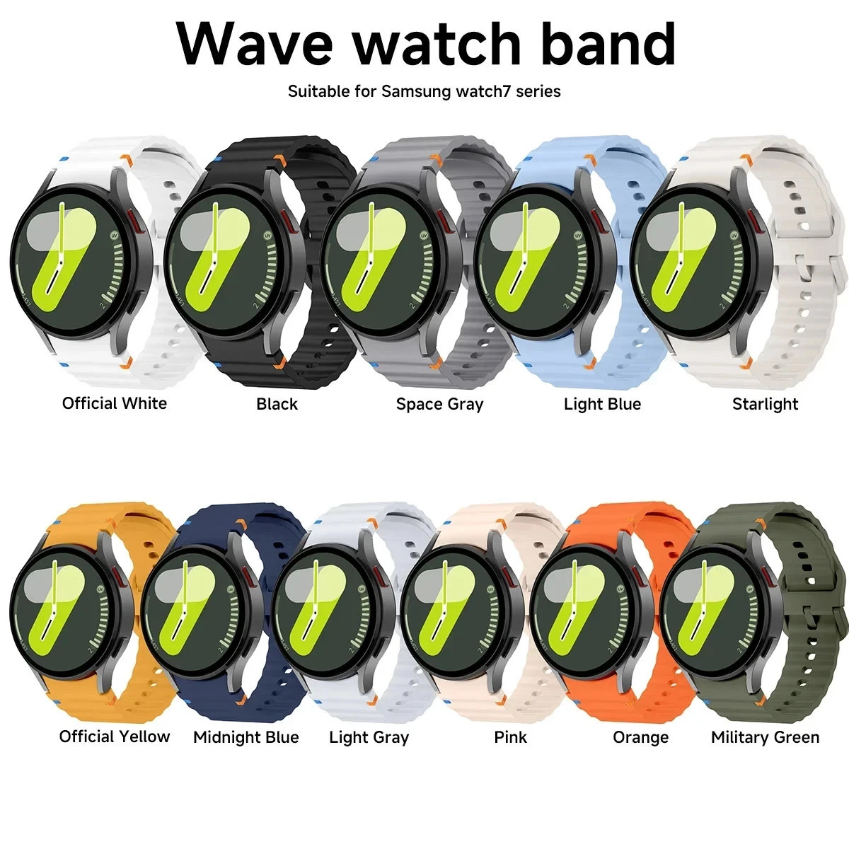 Strap For Samsung Galaxy Watch 7/6/5/4/FE 40/44/47mm Silicone Sport Watch Band