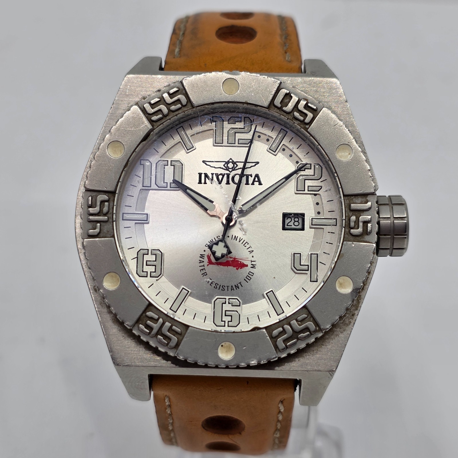 Invicta Swiss 0323 Quartz Silver Dial 48.5mm Mens Watch