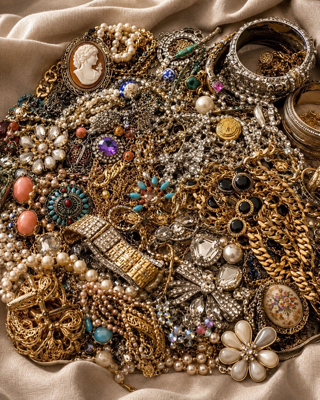 2 LB Organic Jewelry Lot Unsearched Unsorted Estate Fresh Treasure Bulk Mix