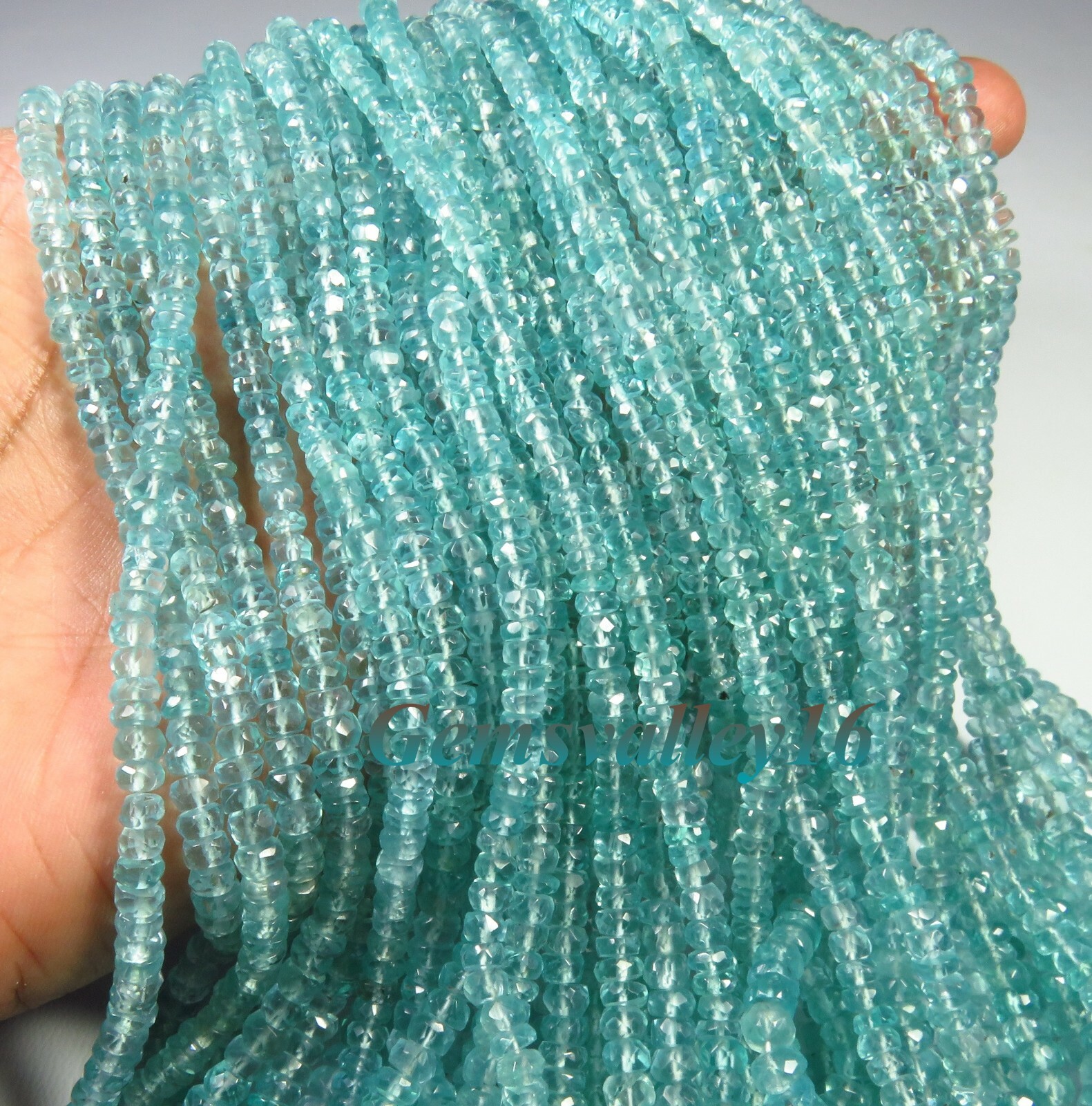 WORTHY~ Sky Blue Apatite Rondelle Faceted Gems Beads 5 Strands Lot 3-5mm GV-1629