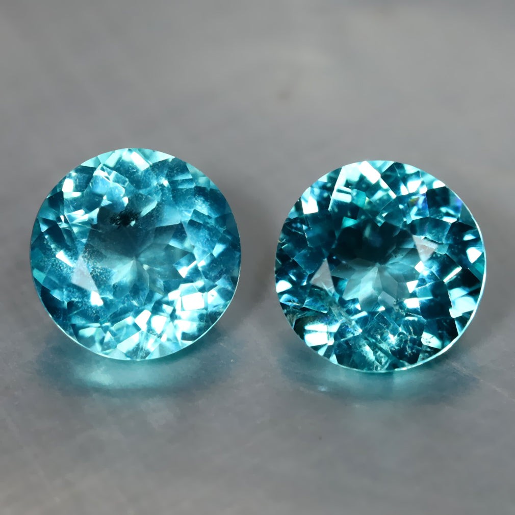 1.80 ct (2pcs) MATCHING PAIR 6 mm Round Natraul Brazil Apatite Gemstone
