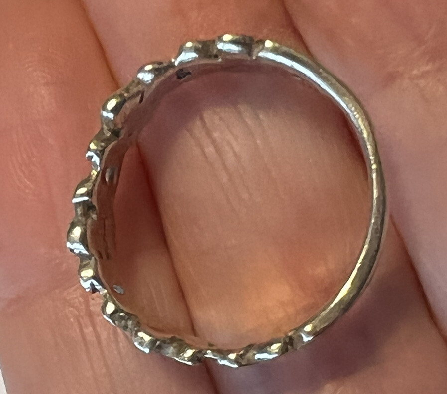 Vintage Designer Signed SE Sterling Silver 5 ANGELS IN A ROW Band Ring Size 8
