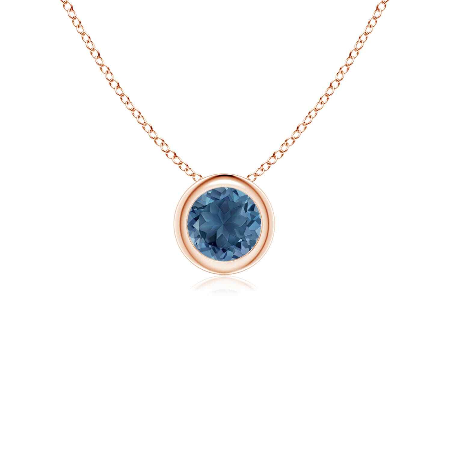 ANGARA Bezel-Set Round London Blue Topaz Pendant in 14K Gold (Grade-A Size-4)