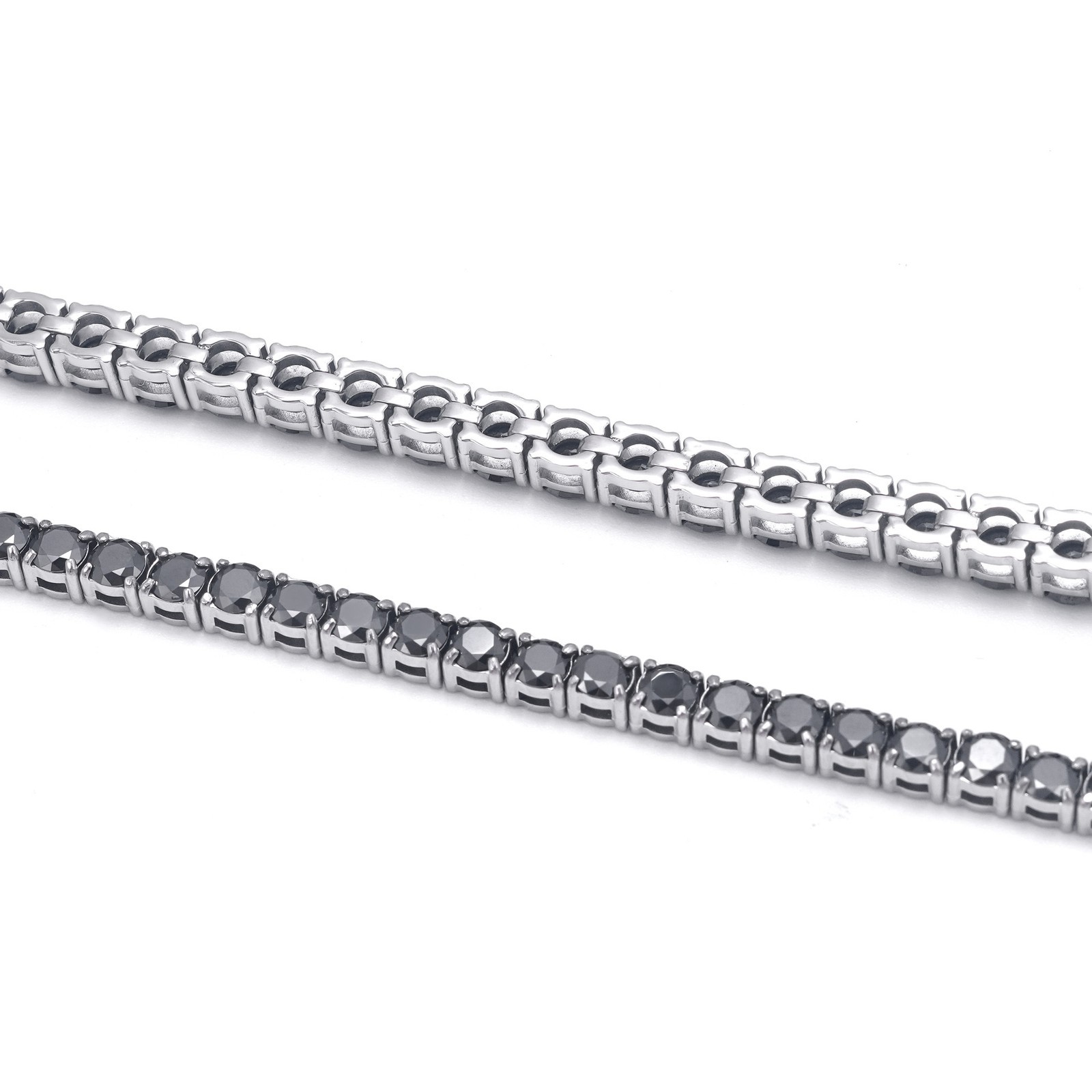 New 4-5mm Black Moissanite Tennis Chain 316L Stainless Steel Bracelet Necklace