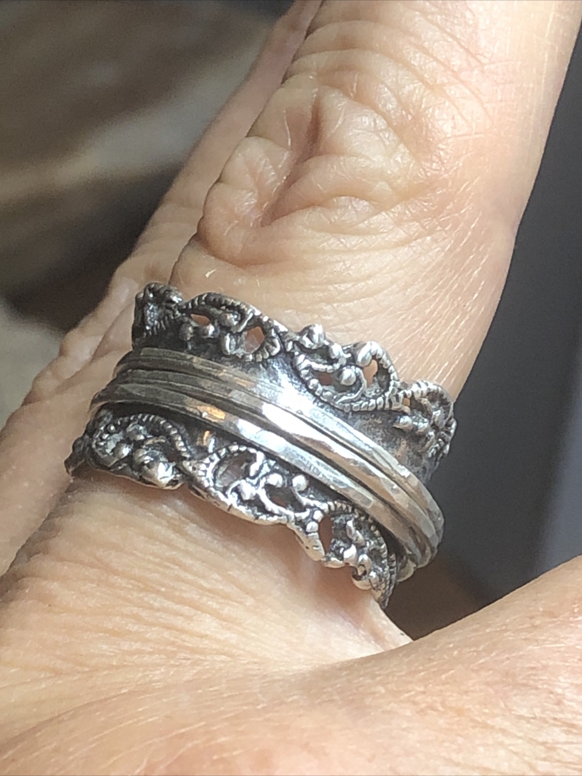 PZ Paz Creations 925 Sterling Spinner Swirl Open Work Ring 8.8g, 8s ISRAEL