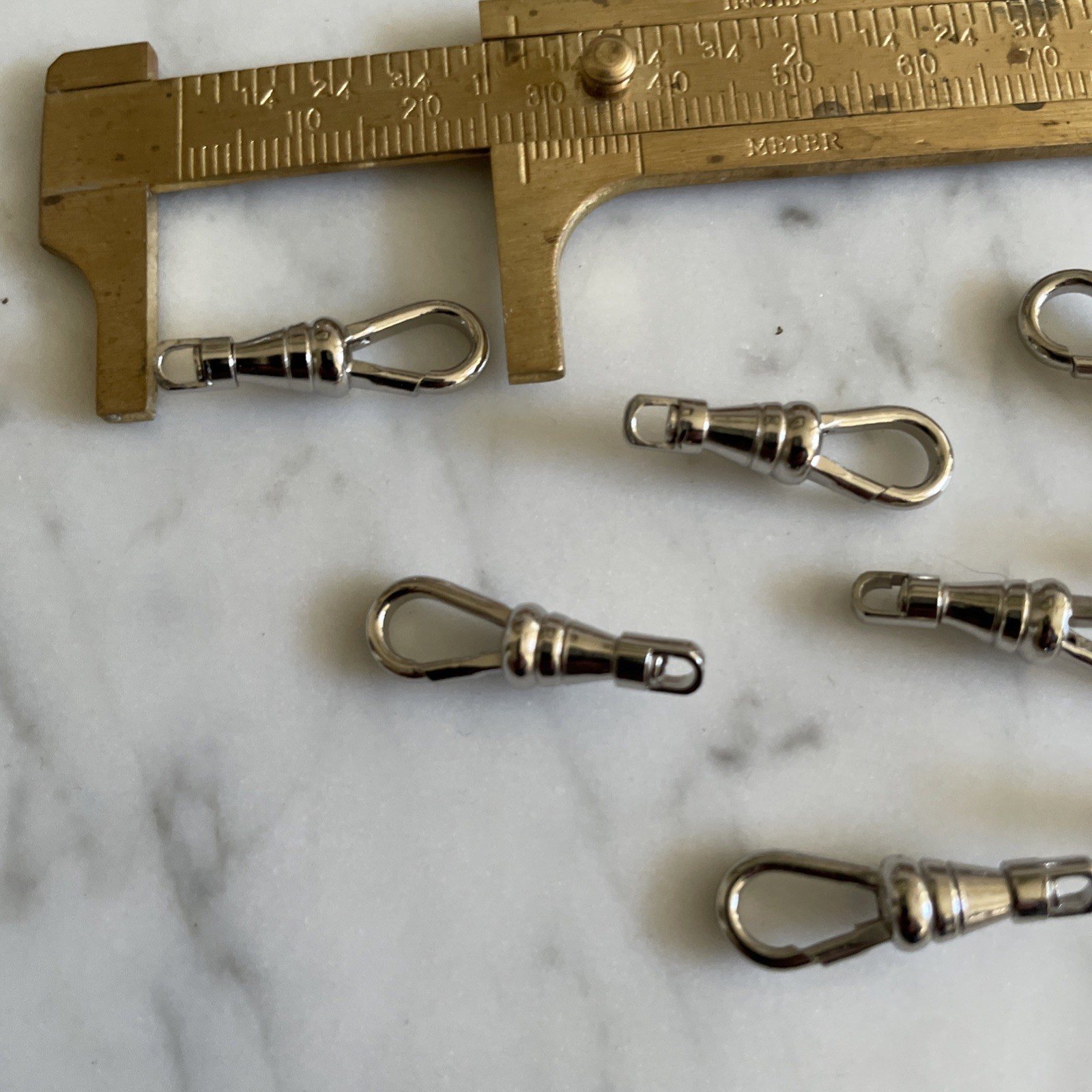 10 Pc Lot Swivel Clip Albert Pocket Watch Chain Repair White SILVER Clasp 1″