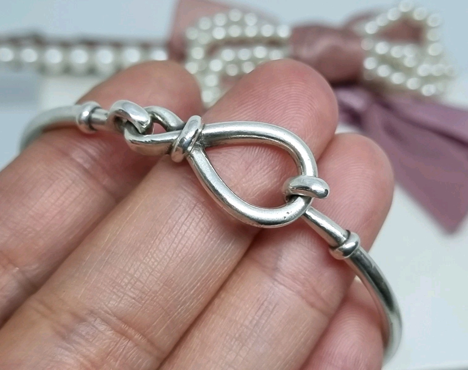 Genuine Pandora Silver Infinity Knot Bangle Size 2 💕 17.5cm