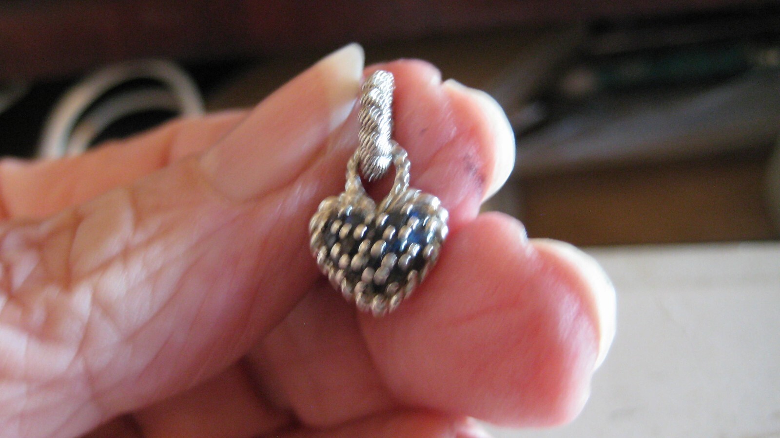 NICE JUDITH RIPKA STERLING SILVER SAPPHIRES, CHARM, DOES NOT OPEN