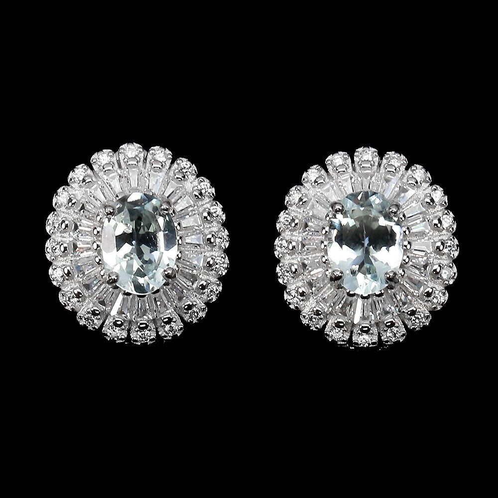 4.20Ct Oval Cut Simulated Diamond Cluster Stud Earrings 14K White Gold Plated