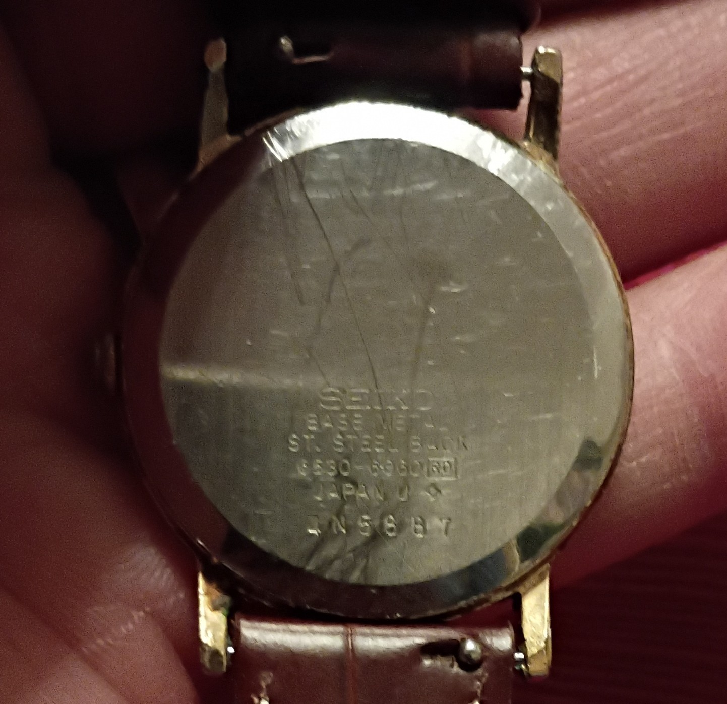 Seiko Quartz Vintage Men’s Gold Dial Gold Case Brown Leather Strap