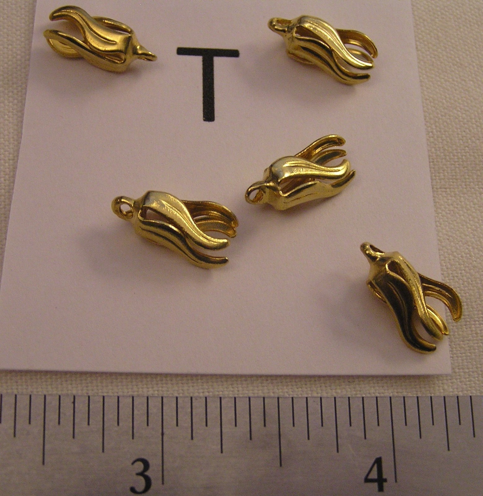 VTG Bead Cap Dangles w Bail & Button Backs Filigree Brass GP SP Jewelry Findings