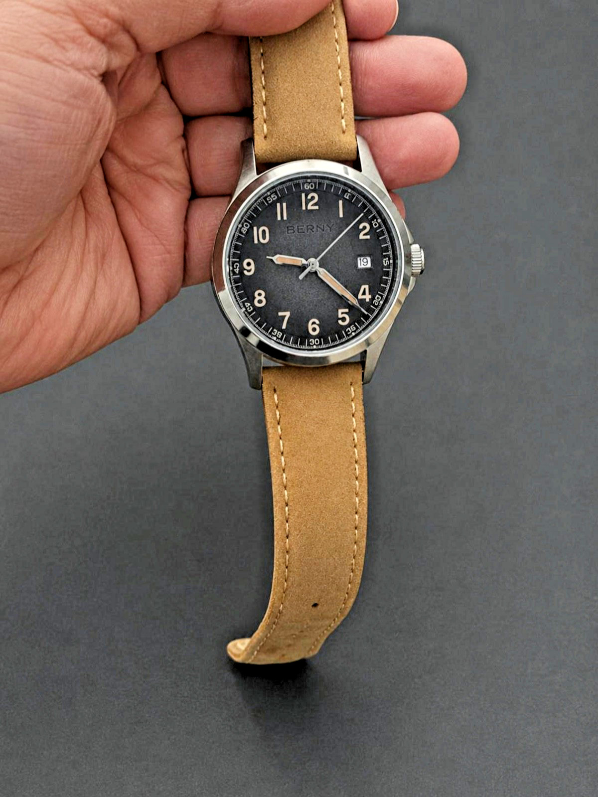 NIB BERNY High Beat 28 J Automatic Crystal Exhibition Back Full Set 🛩️Free Ship