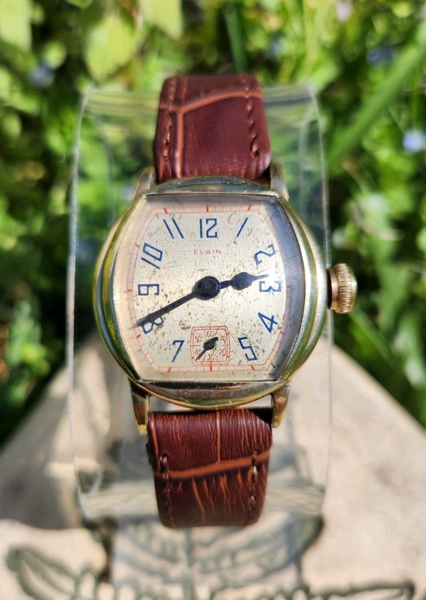Vtg Elgin 1928 Model 2 Grade 462 *SERVICED* Men’s 29mm Tank Watch 10K RGP 3/0s!!