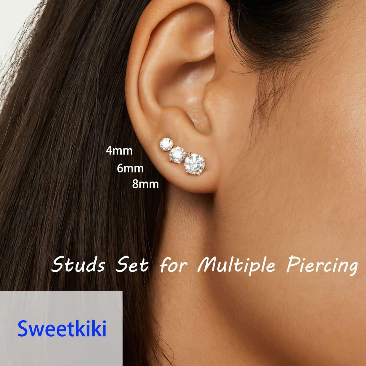 Sweetkiki 7 Pairs Flat Back Stud Earrings Set for Women, Hypoallergenic Surgical