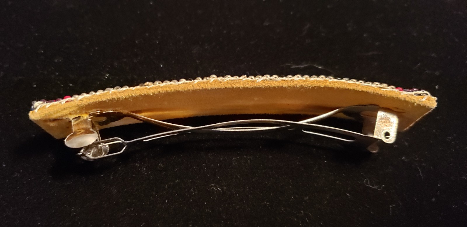 Native American Hand Beaded Hair Barrette GOLD Red Black Yellow Blue White