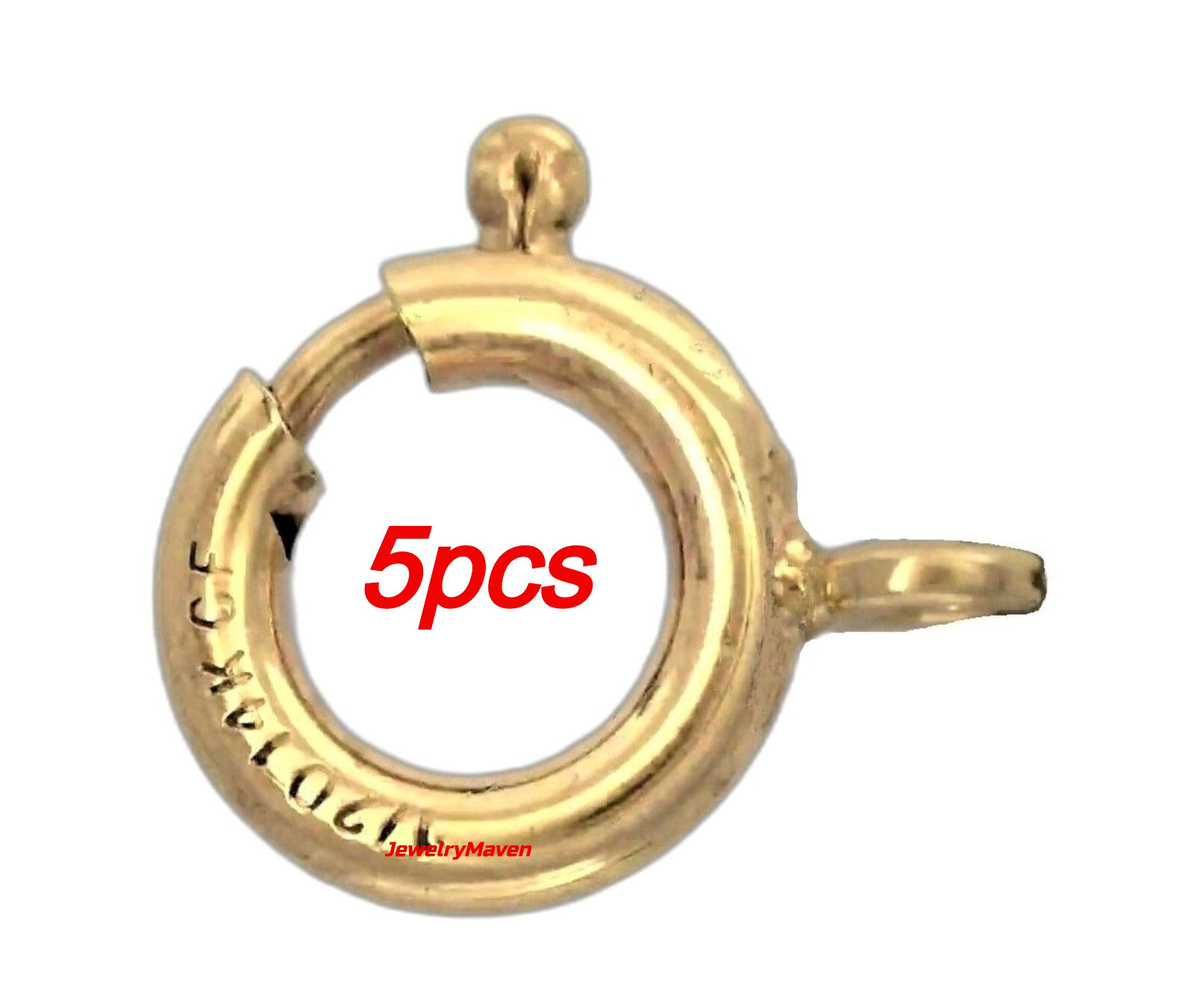 (5) FIVE PACK HEAVY HD 7mm 14k Yellow Gold FILLED Spring Ring Clasp CLOSED Jump