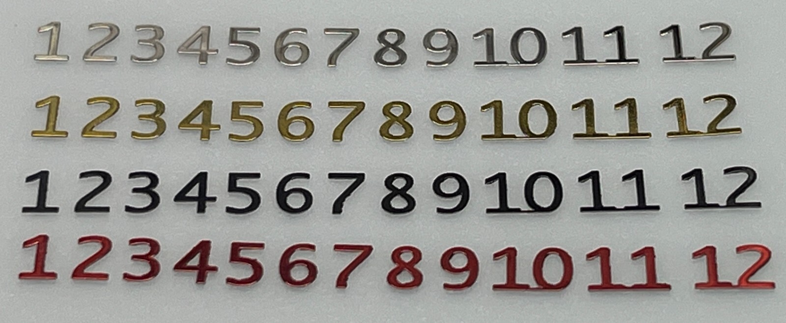 Watch Dial Hour Markers Numbers Numerals Small Red Silver Gold Black adhesive