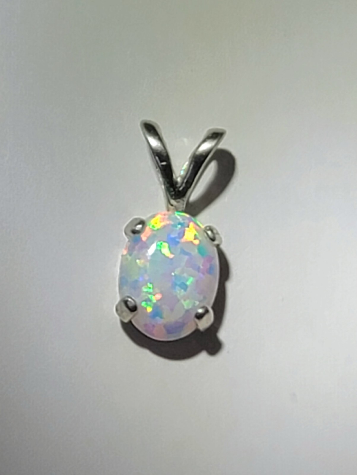 Australian Fire Opal Pendant Natural 8×6 Oval 925 Sterling Silver (SEE DETAILS)
