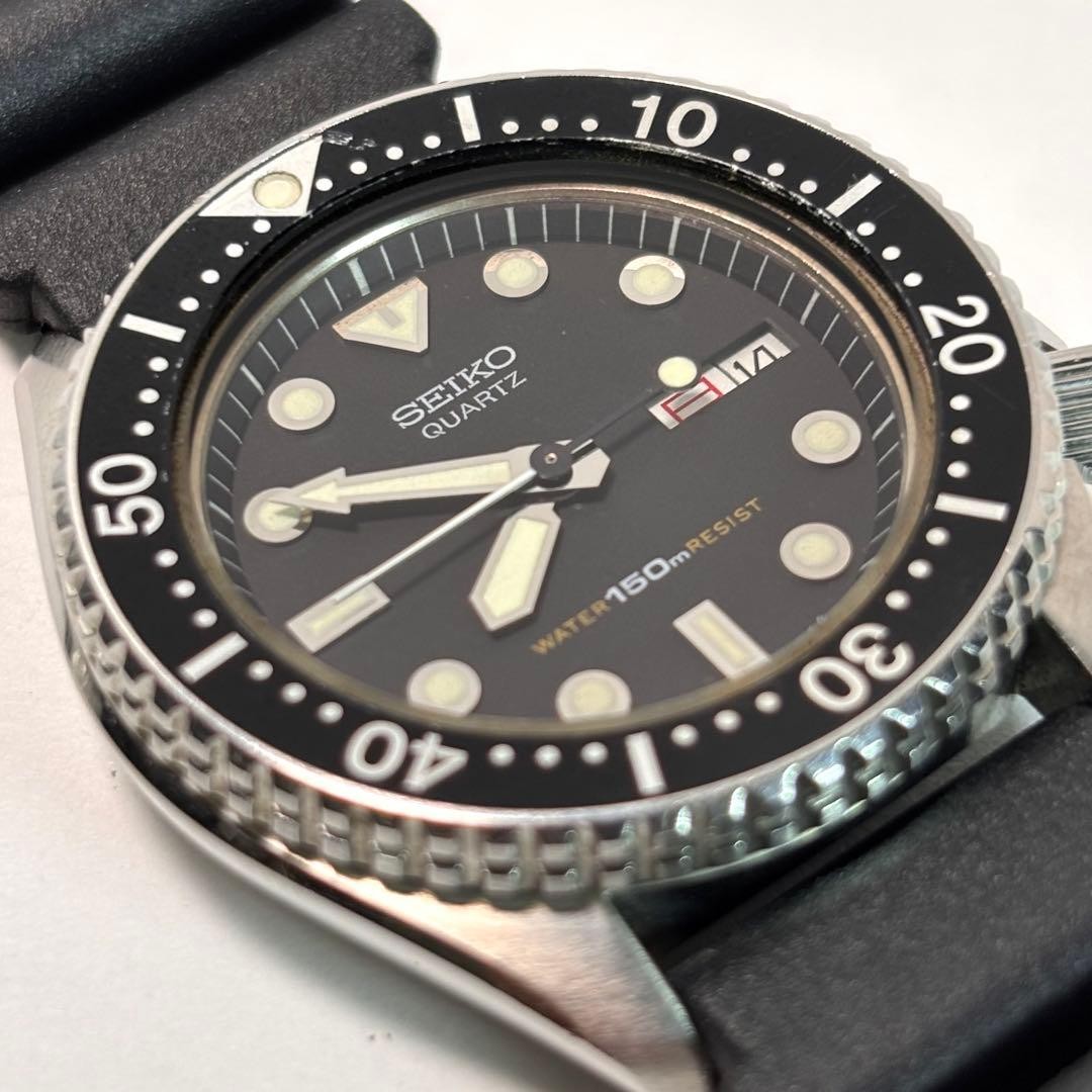 SEIKO 6458-6000 Diver 150m Quartz Watch Black 1983 New Battery Strap