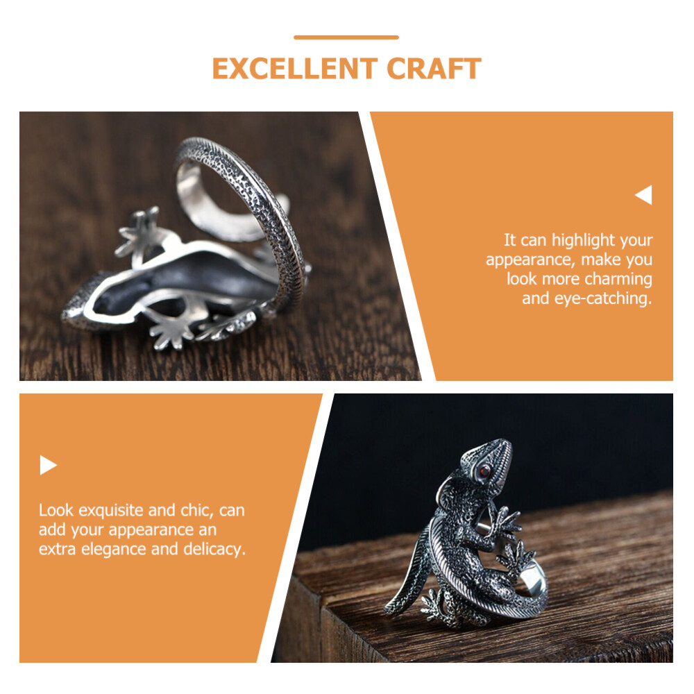 Retro Wedding Ring Chunky Silver Rings Lizard Jewelry Gecko Rings for Gift