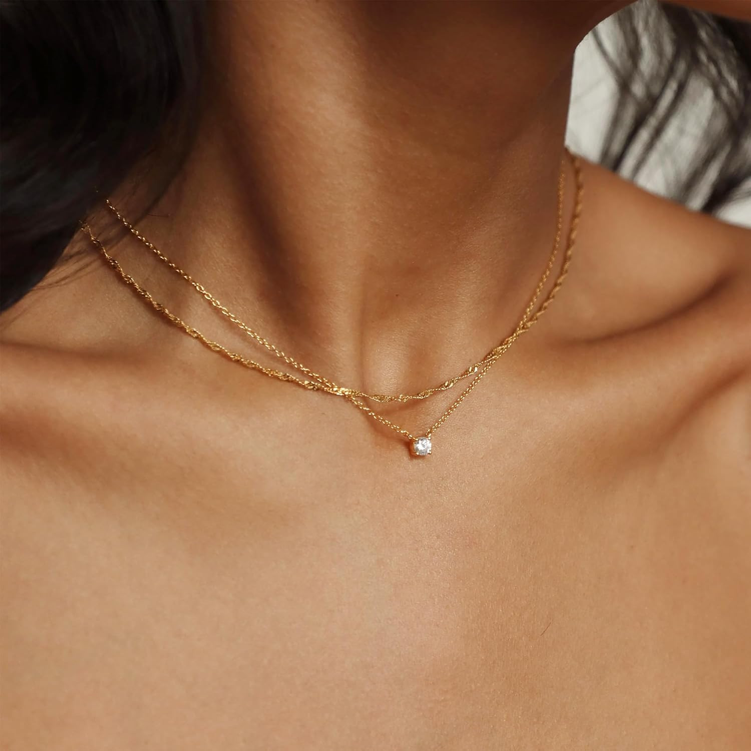 Gold Chain Necklace for Women – 18K Gold Plated Necklace Chain Dainty Gold Neckl
