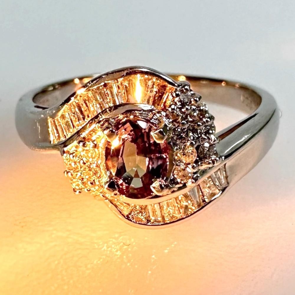 US 7 alexandrite 0.36ct diamond 0.30ct in total Ring Pt900Platinum 4.9g Women