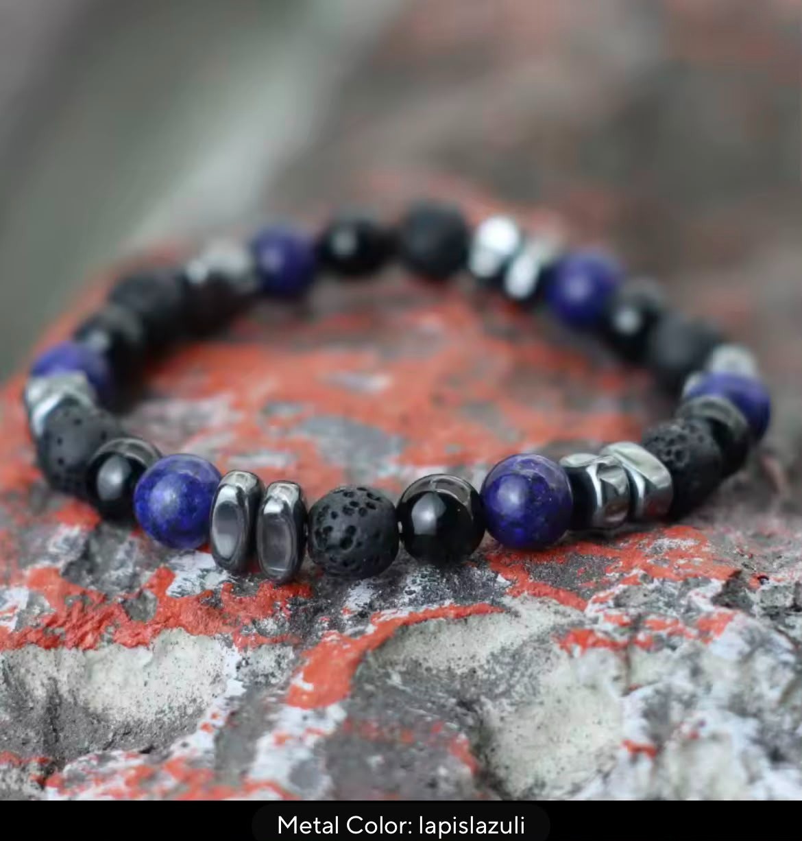 Irregular Hematite Tiger Eye Lava Stone Bracelet Men Healing Yoga Men Women