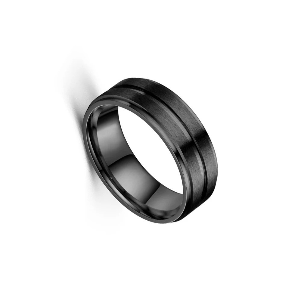 8MM Fashion Band Brushed Wedding Stainless Steel Solid Ring Men Women Gift