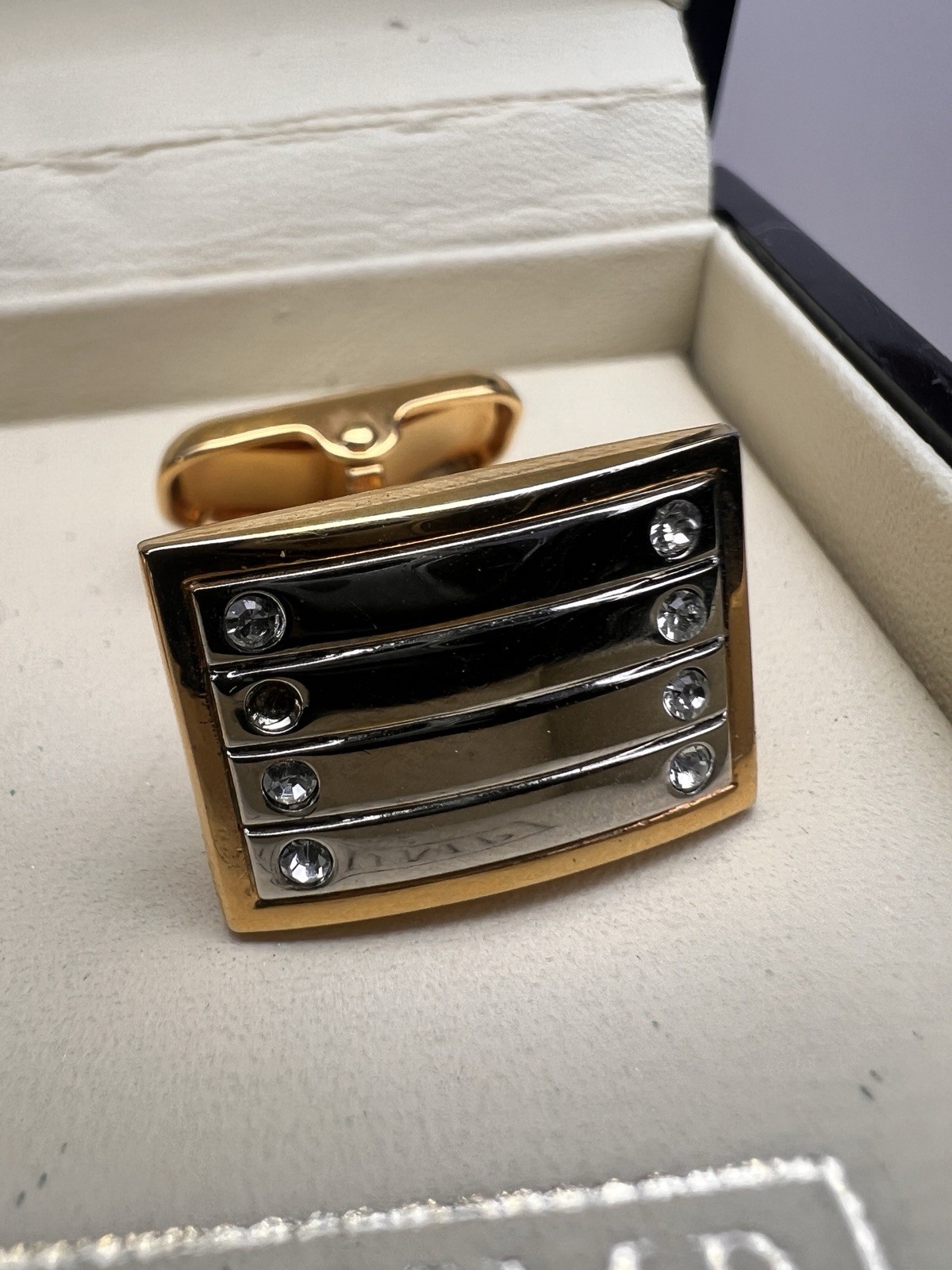 Donald Trump Signature Collection Banded Gold/Silver-Tone Face CZ Cufflinks