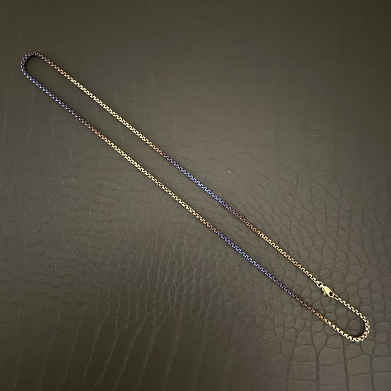 Pure Titanium Necklace 3mm Colored Square Box Chain Anti Allergy Hip Hop Neutral