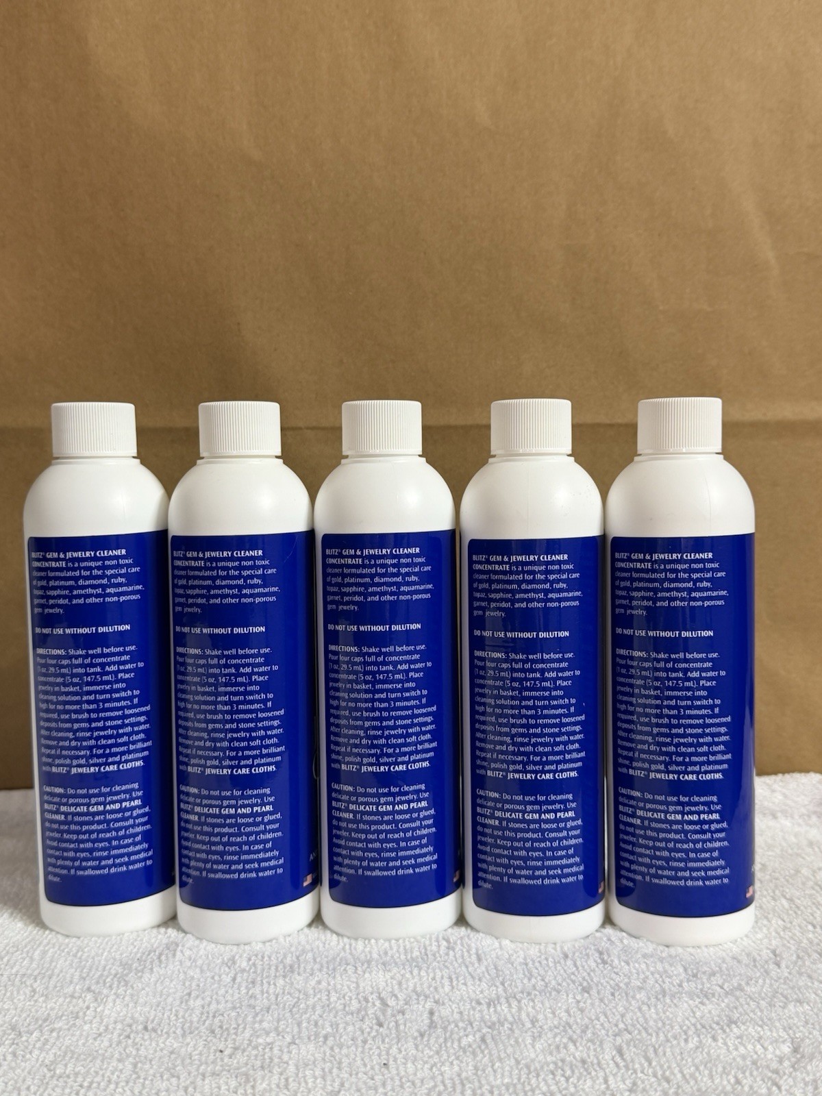 Blitz Gem & Jewelry Cleaner Concentrate 8 fl oz Non-Toxic 5 Bottles