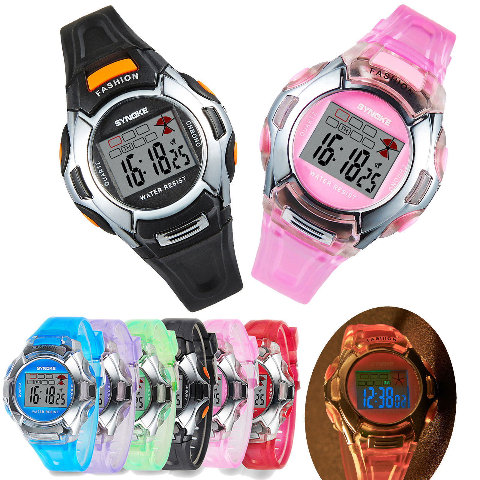 Waterproof Child Boy Girl Sports Electronic Digital Wrist Watches for Kids Gift