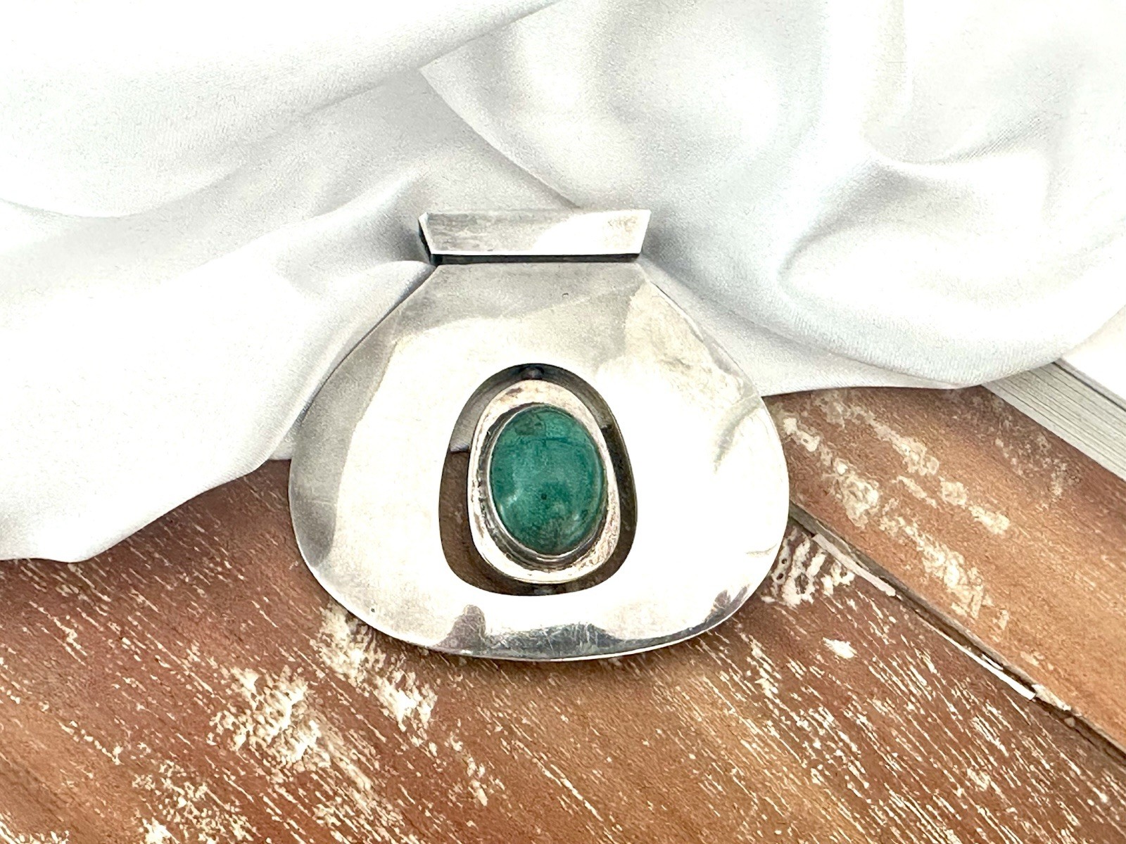 Sterling Silver 925 Reversable Spin Vintage Modernist FLIP Pendant Handmade