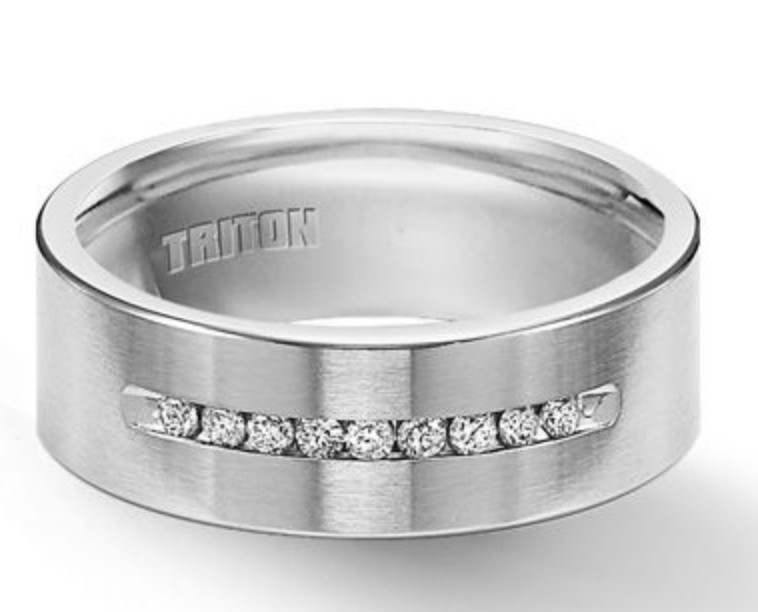 Men’s Triton Cobalt .25ctw Round Natural Diamond 8mm Comfort Fit Band Ring