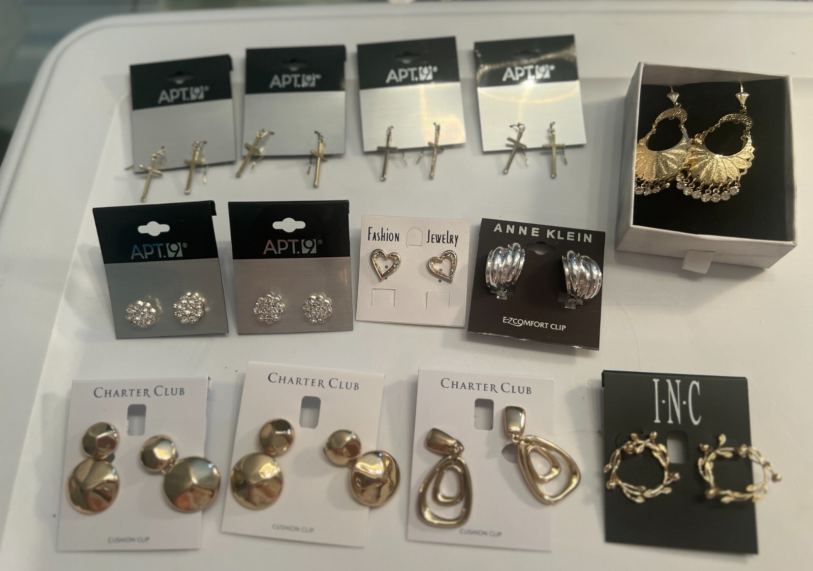 Lot of 13 Pair of New Fashion Earings, Charter Club, Anna Klein, Inc, Apt 9 New