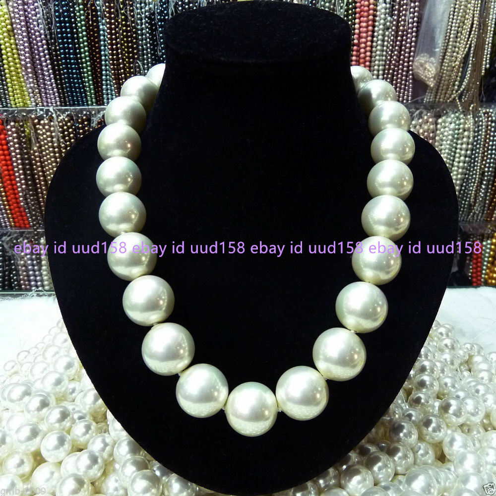 Rare Huge 8/10/12/14/18/20mm South Sea White Shell Pearl Necklace AAA 18/25″/36″