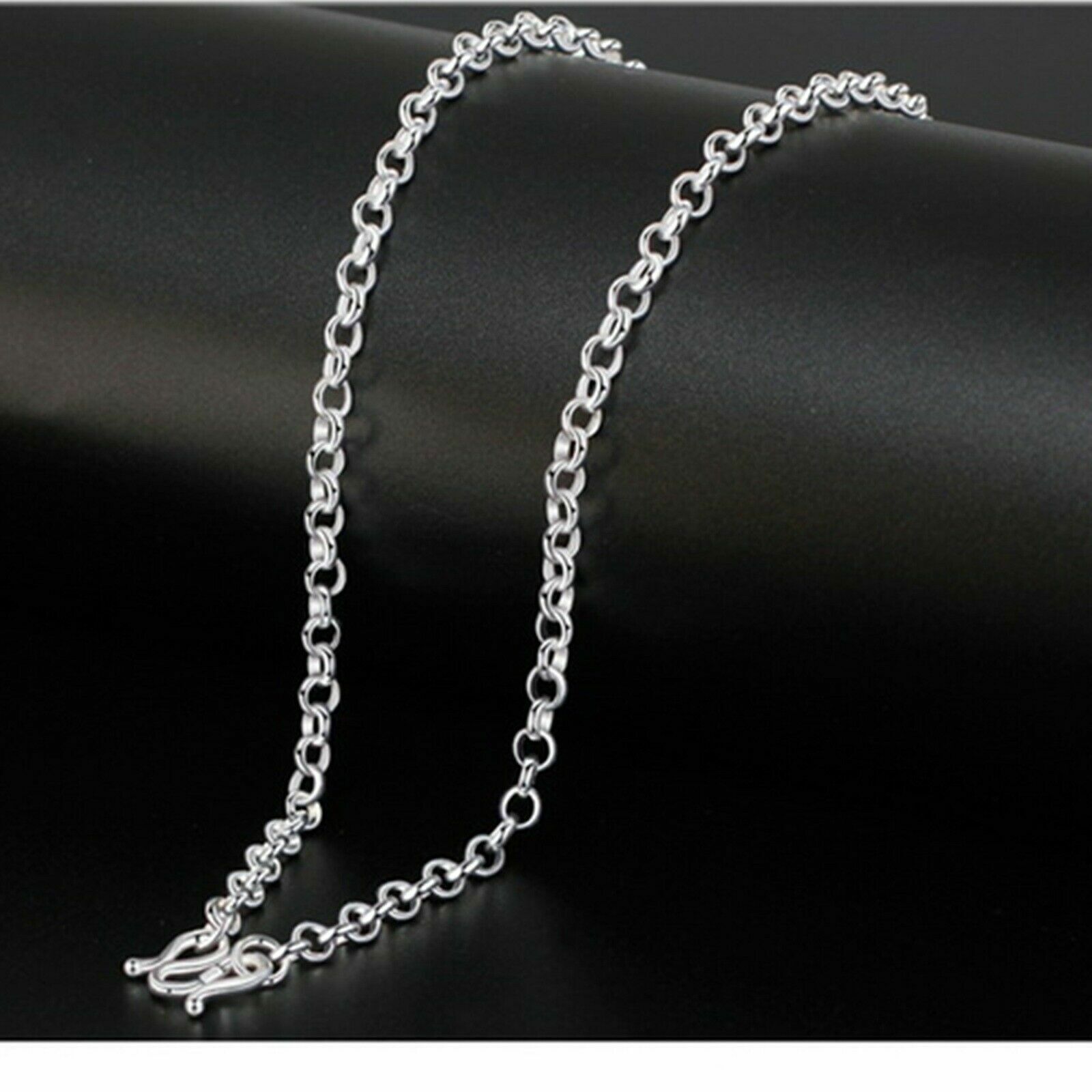 Pure Silver Chain For Women Men Sweater Link Real 999 Silver Necklace 16-24inchL