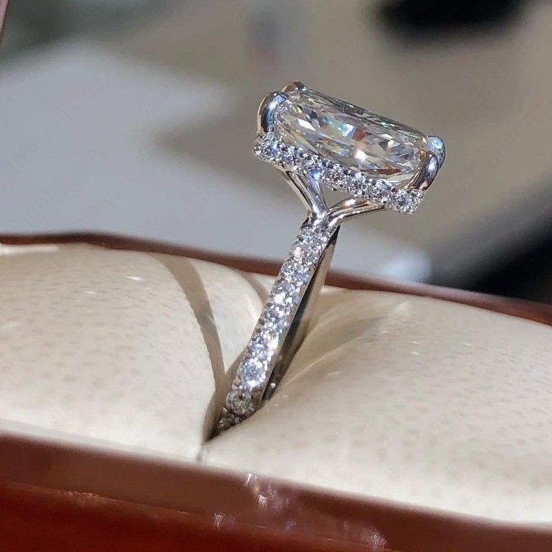 5.30CT Radiant Cut Lab-Grown Diamond 14k White Gold Women’s Hidden Halo Ring