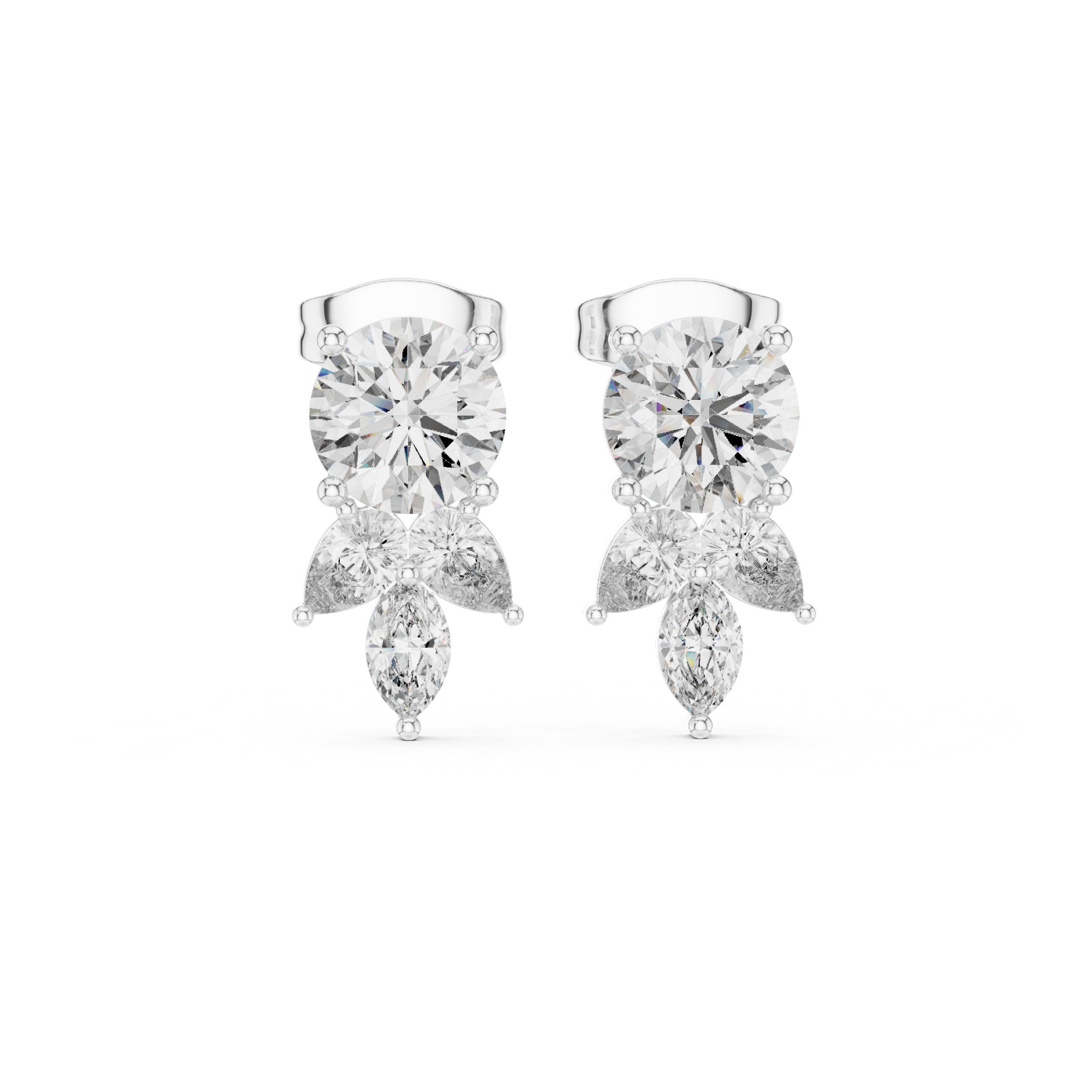 TCW 2.5 Ct Natural Diamond Round Elegance Precision Studs Earrings 14k Gold Over