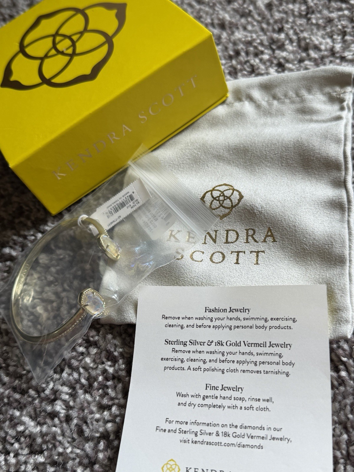 Kendra Scott Gold Tone Adjustable Cuff Bracelet w/ 2 Oval Crystal End Stones