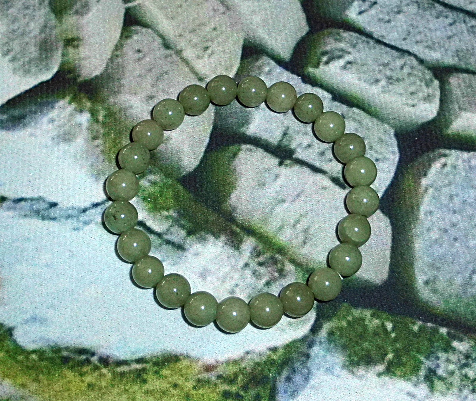 JADE Organic Burma 8mm BEADED STRETCH [ 7 1/4″ ] BRACELET NEW *USA