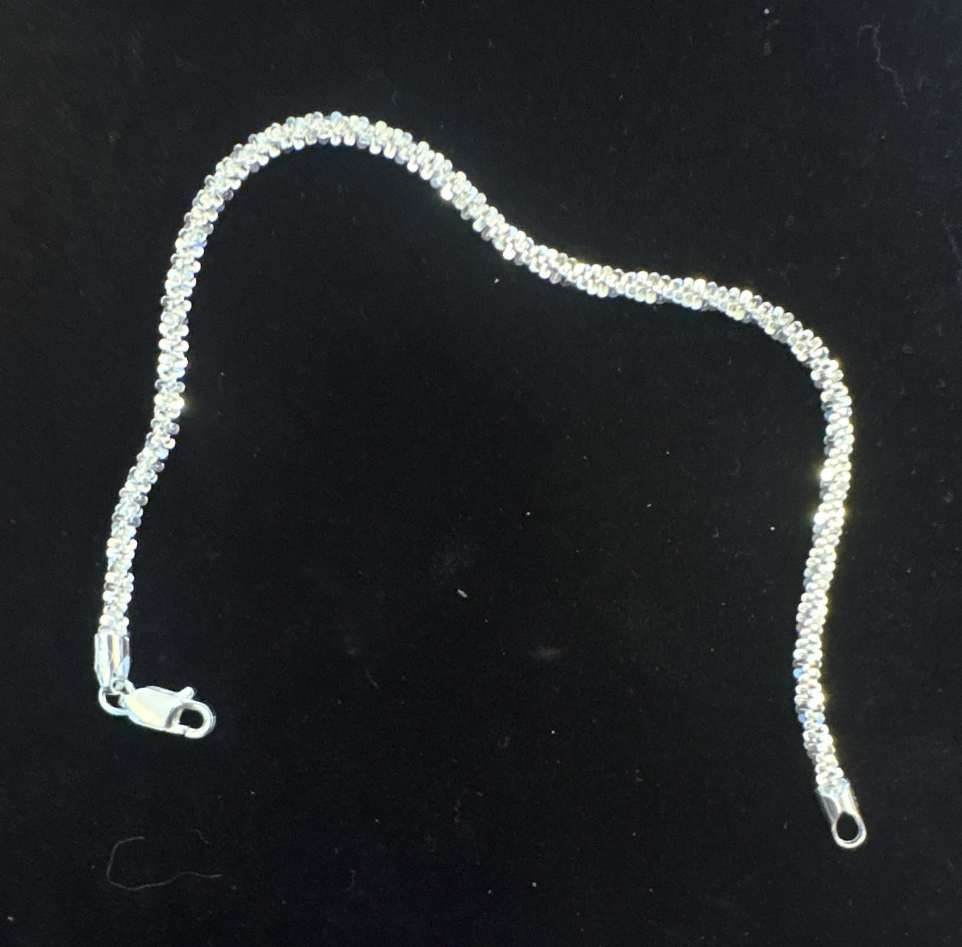 Silver Twisted Rock 6in bracelet Lobster Clasp Signed Made in Italy