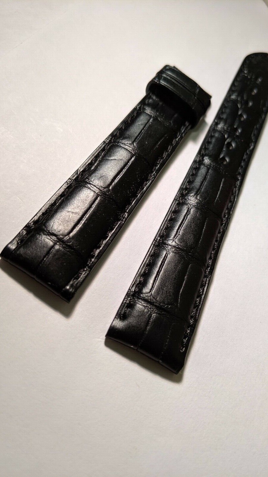 Longines BAND BLACK CROCO 18/16mm, 125/85mm LENGTHS – LONG BAND! NEW