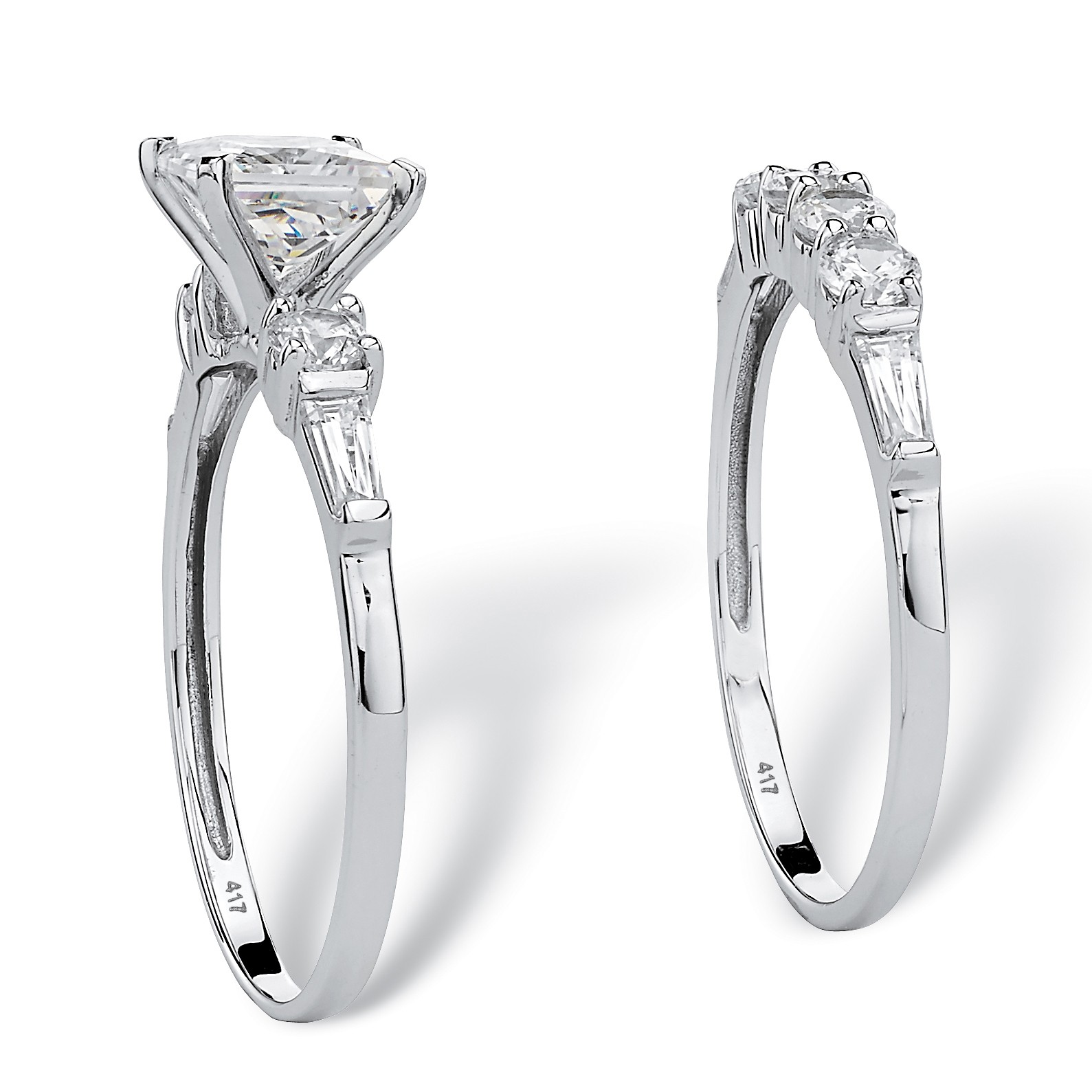 2 Piece 2.52 TCW Princess-Cut Cubic Zirconia Bridal Ring Set in 10k White Gold